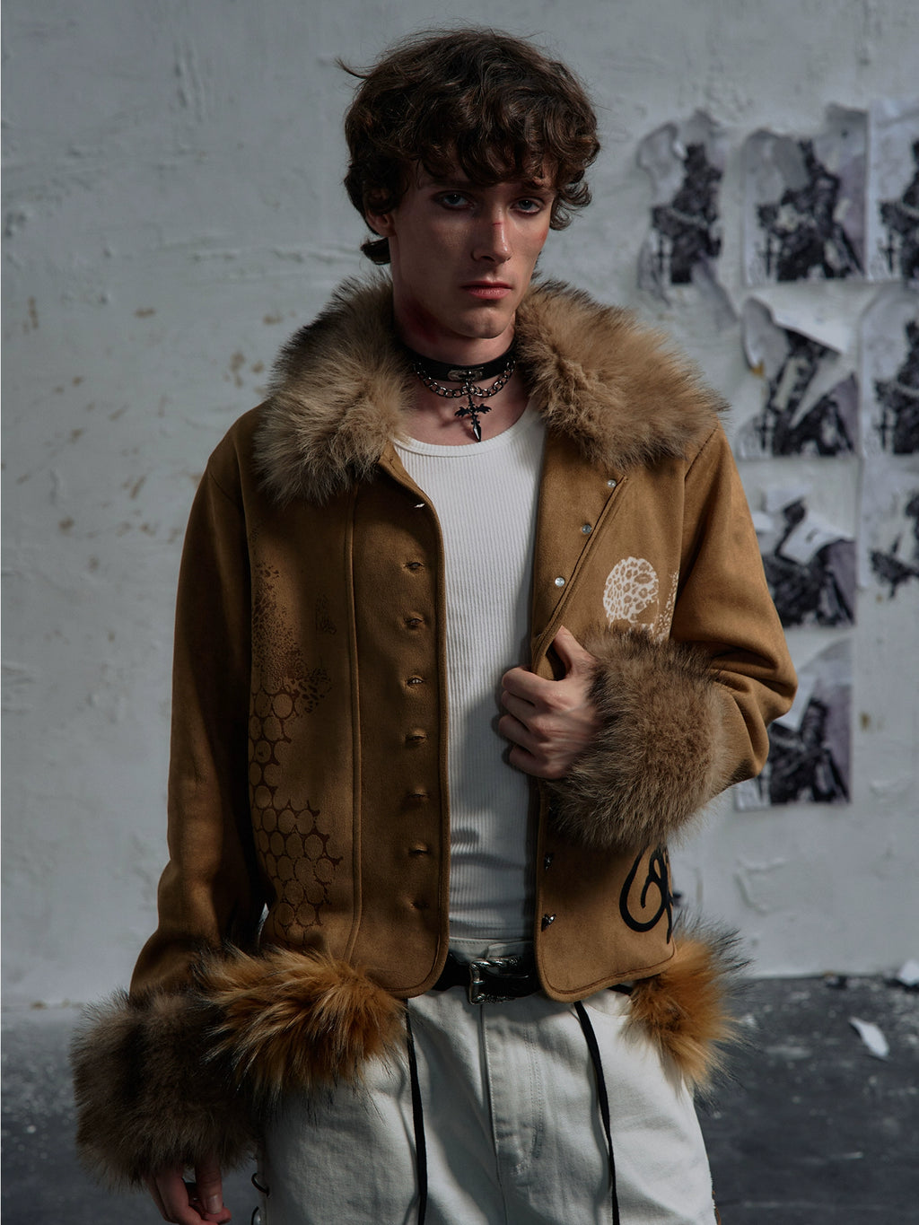 PAIKI Desert Fringed Skull Fur Collar Jacket