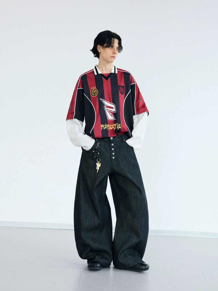 PEOPLESTYLE Fake Two-piece Color Matching Racing Quick-drying Tee