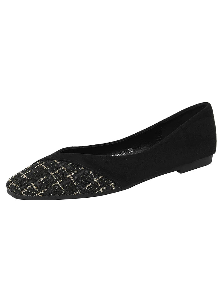 CHRNDXEE Square Head Shallow Mouth Versatile Flat Shoes