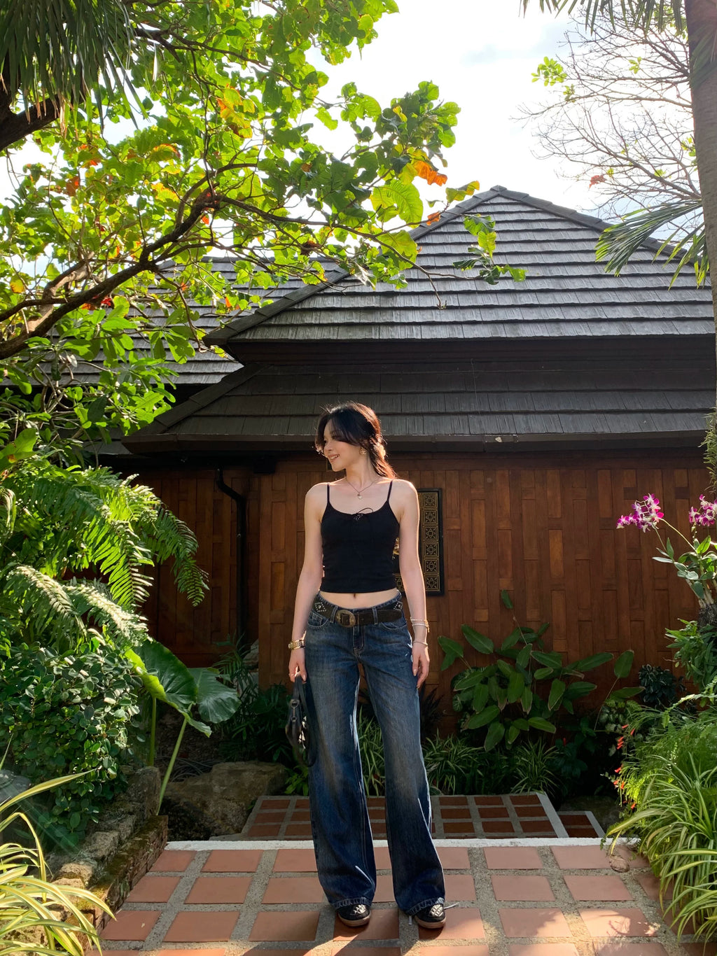 Popchee Vintage Skinny Wide Leg Jeans