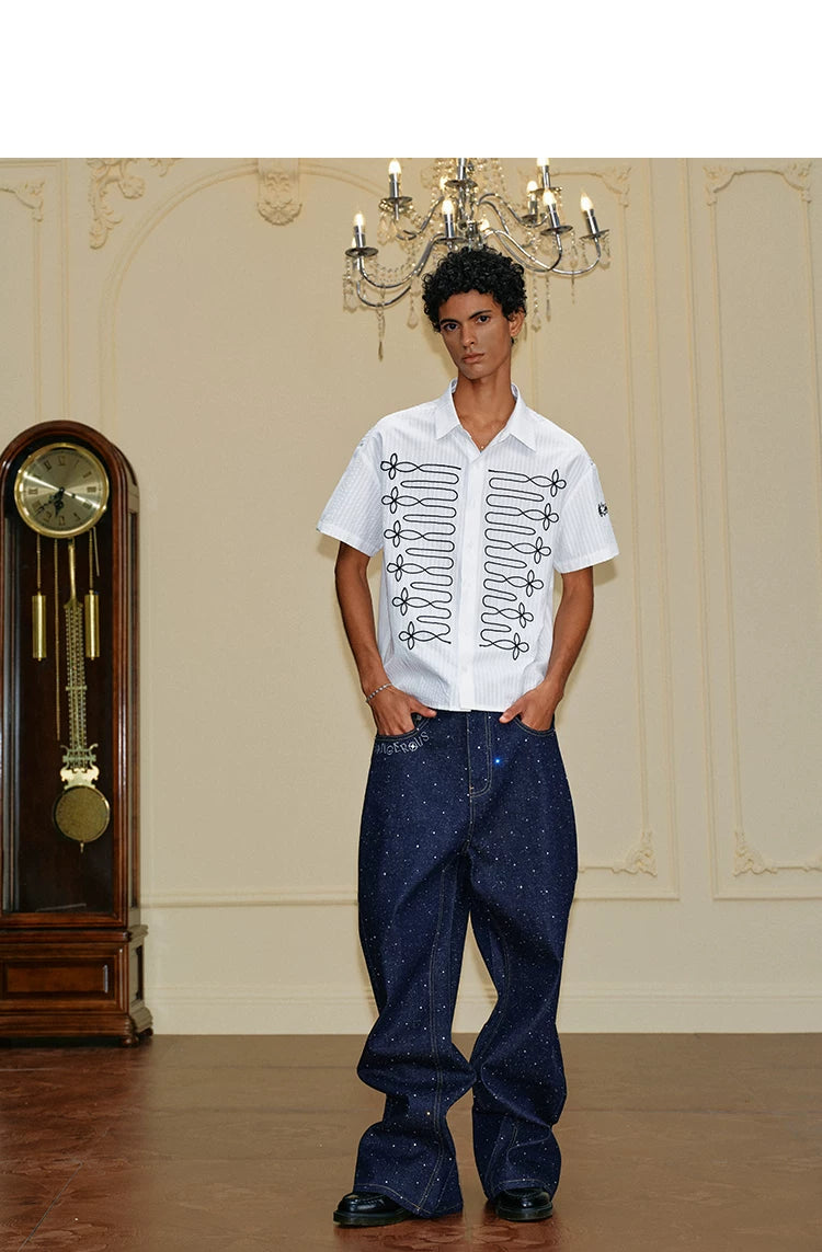 YADcrew Lapel Casual Short Sleeve Shirt