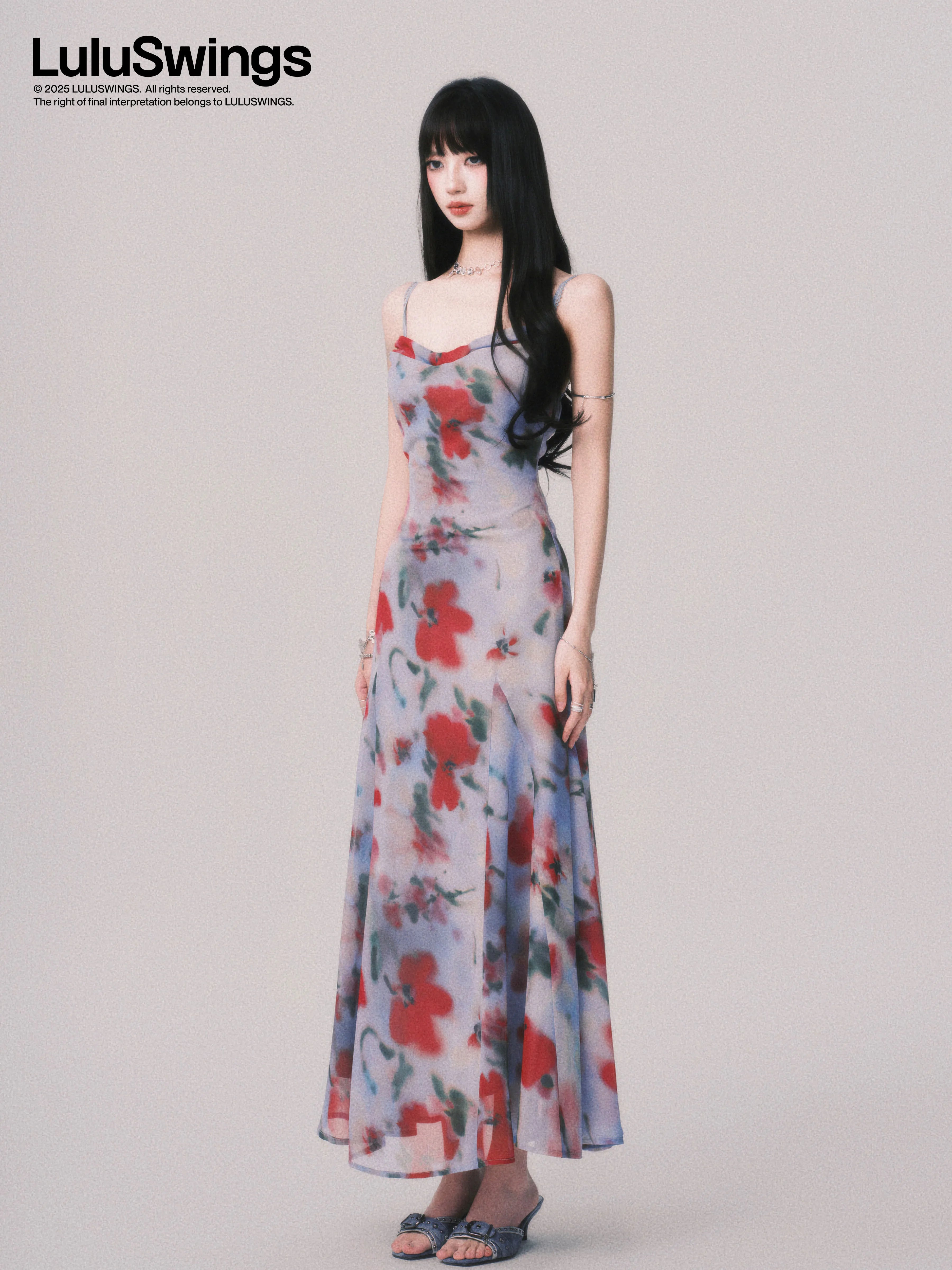 LULUSWINGS Smudge Print Suspender Skirt