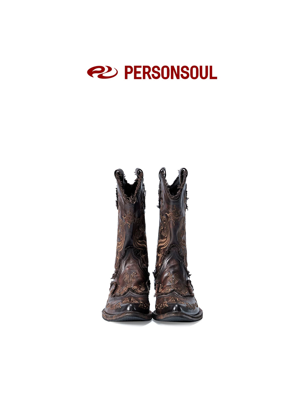 PERSONSOUL Pattern Embroidery Mid-tube Western Boots Knight Boots