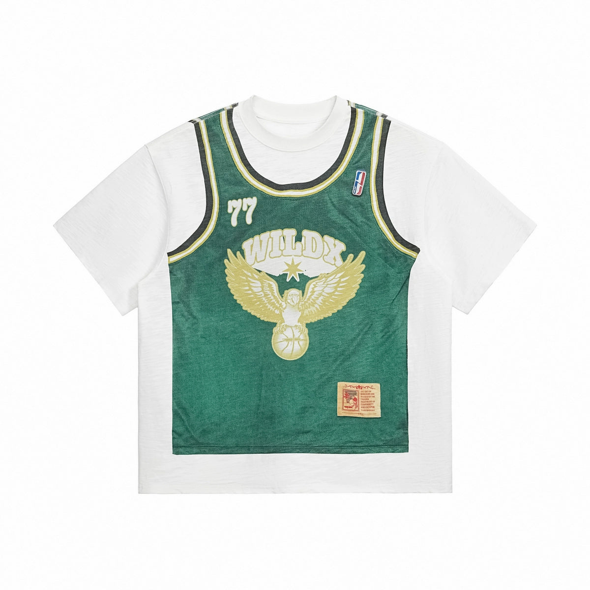 WildX Fake Two-piece Kangli Printed Retro Jersey Tee