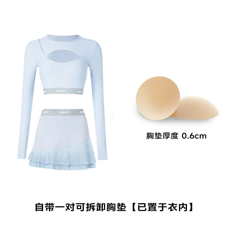 ABMY Hollow Suspender Irregular Pleated Skirt