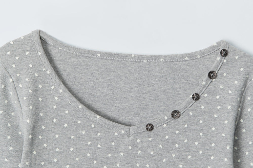 HeyHenry Polka Dot Slim Skinny Short Long Sleeve