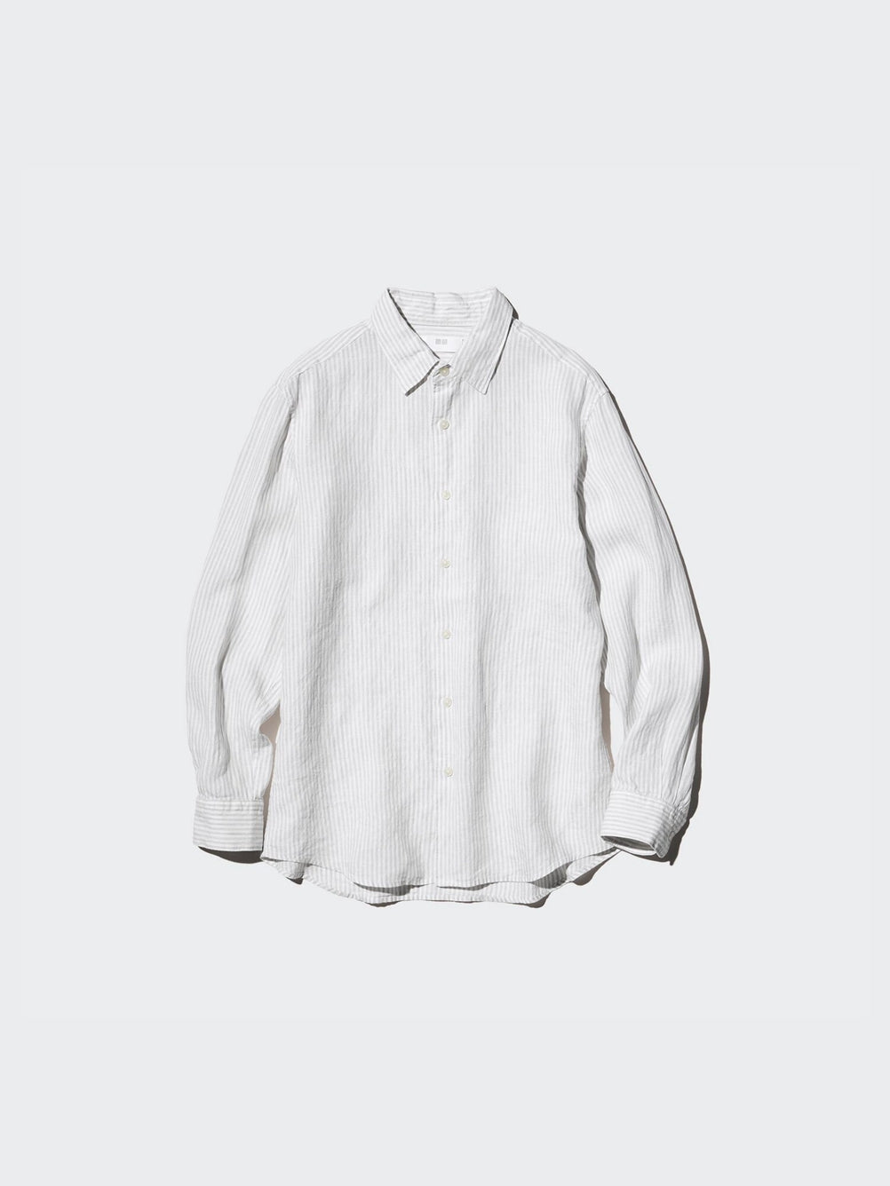 Uniqlo Men's Clothing Women's French Hemp Striped Shirt/Long Sleeve Shirt Casual 25 Spring and Summer New 474509