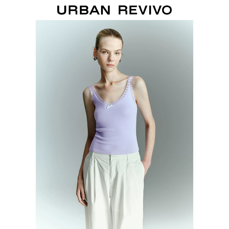 URBAN REVIVO Ballet Splicing Lace Bow Suspender