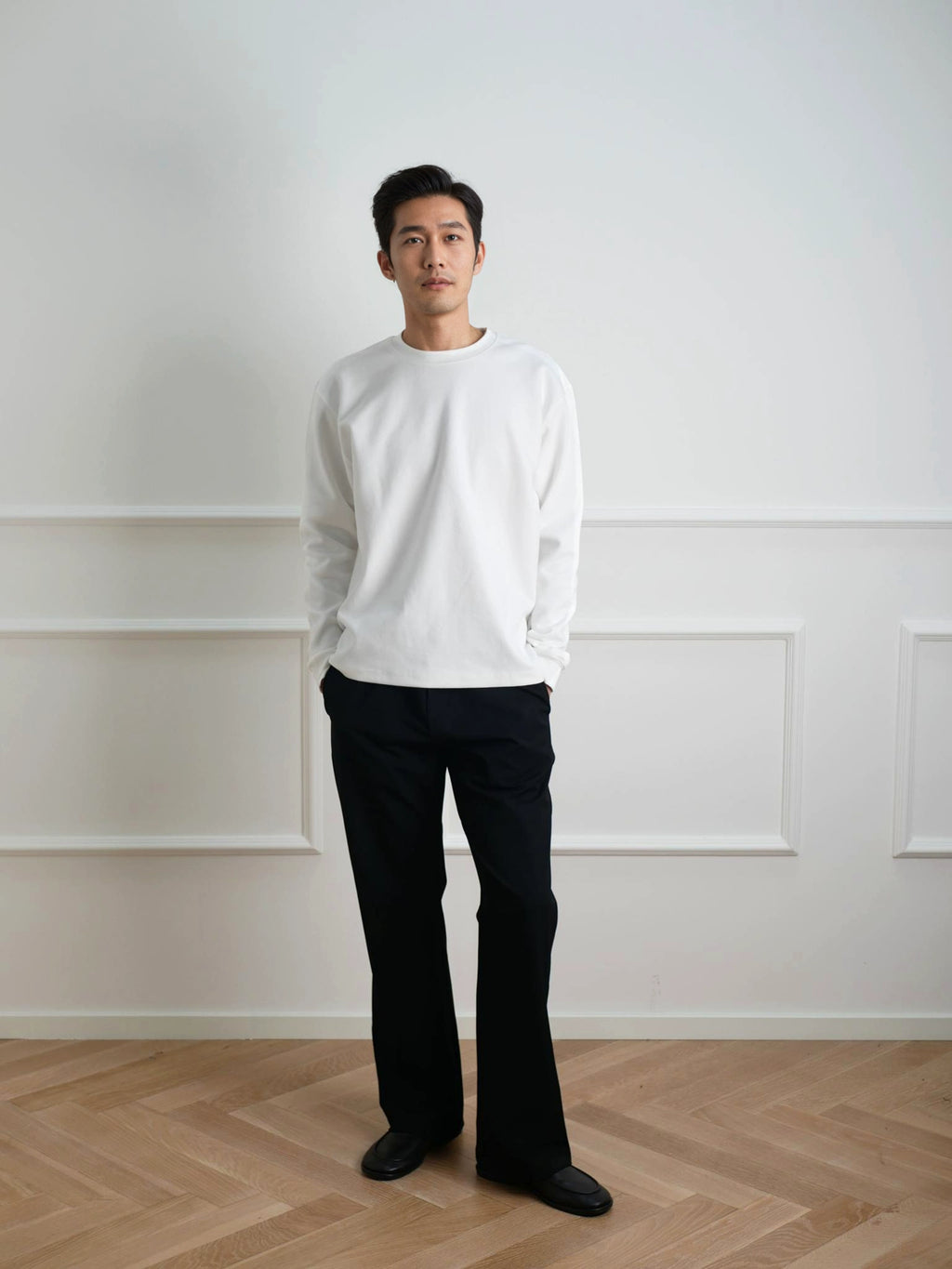 NO LOGO Warm Short Wide Bottom Long Sleeve