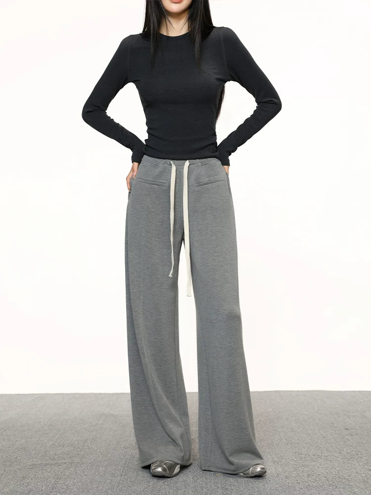 Cherrymelody Vintage High Waist Wide Leg Casual Straight Sweatpants