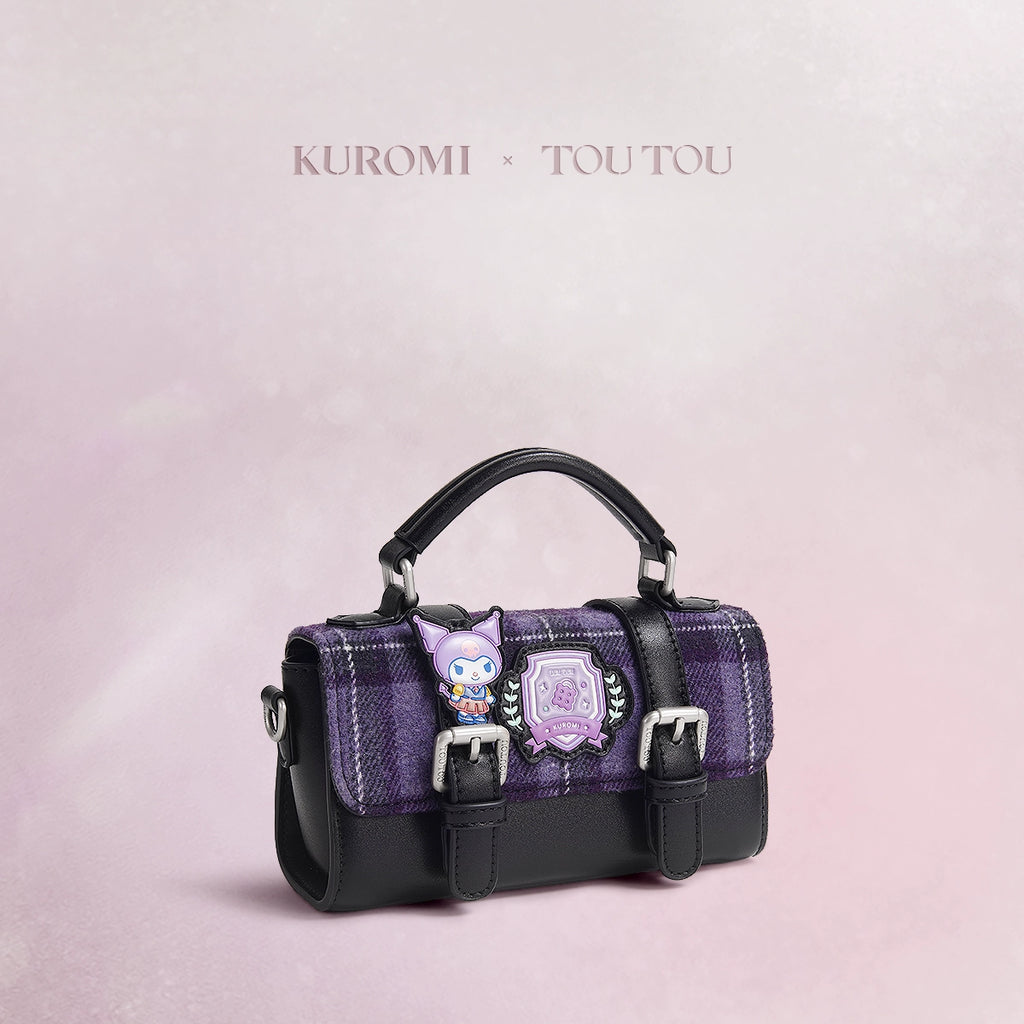 TOUTOU Kuromi College Plaid Shoulder Messenger Bag
