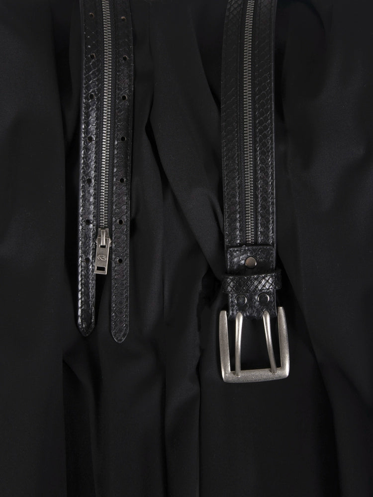 VOWPROGRESS Python Leather Zipper Belt