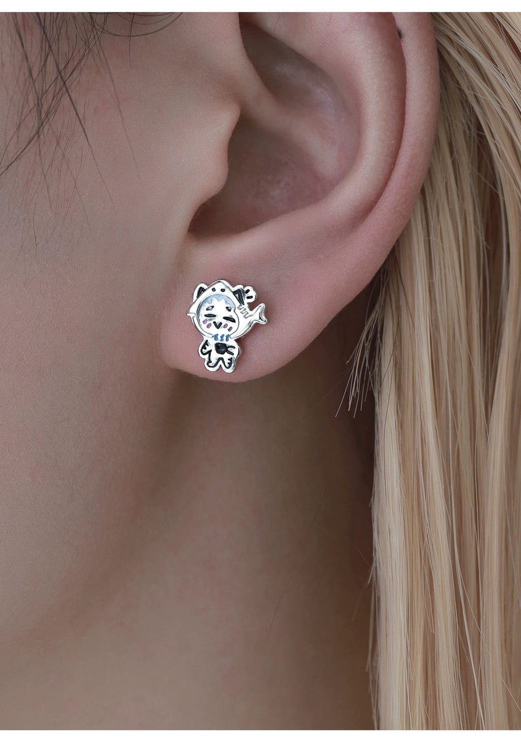 MASW Cute Working Cat Stud Earrings Fun Earrings