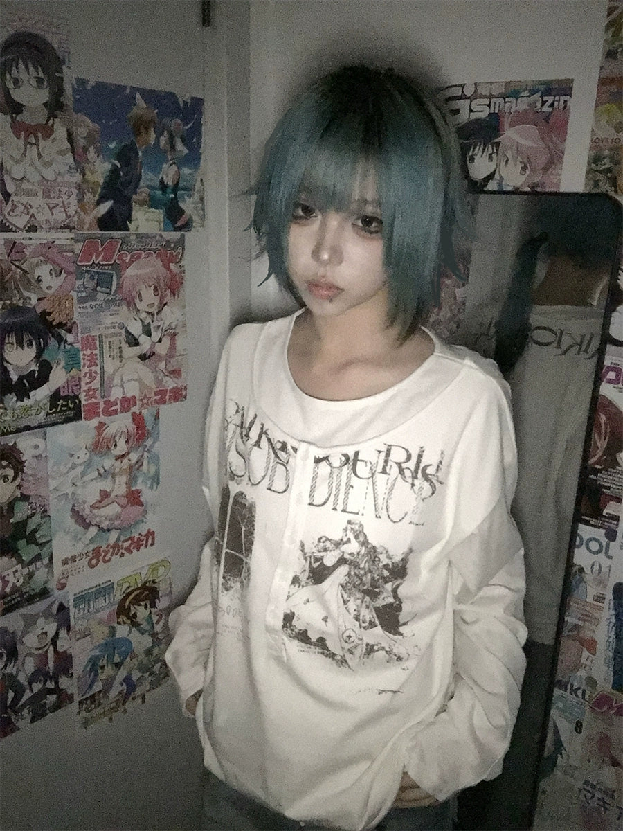 PAIKI Micro-transparent Snowflake Cotton Henry Collar Fake Two-piece Scimitar Long Sleeve