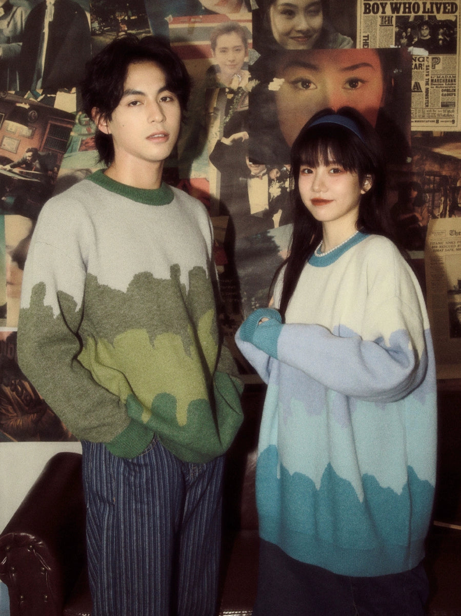 ALOHA Vintage Lazy Wave Striped Sweater