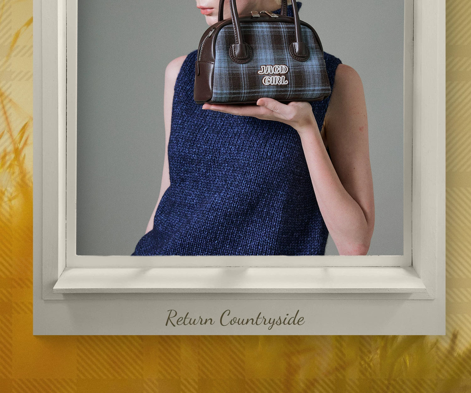 JACD College Plaid Boston Pillow Bag Shoulder Crossbody Bag