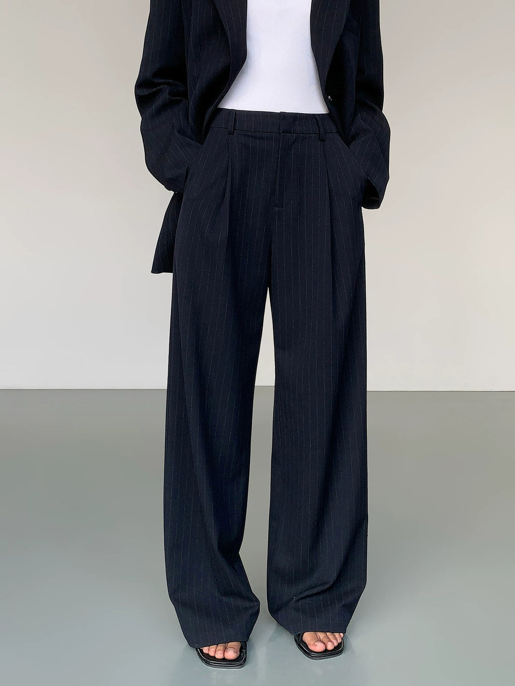 Ousph Straight Casual Loose Wide-leg High-waisted Trousers