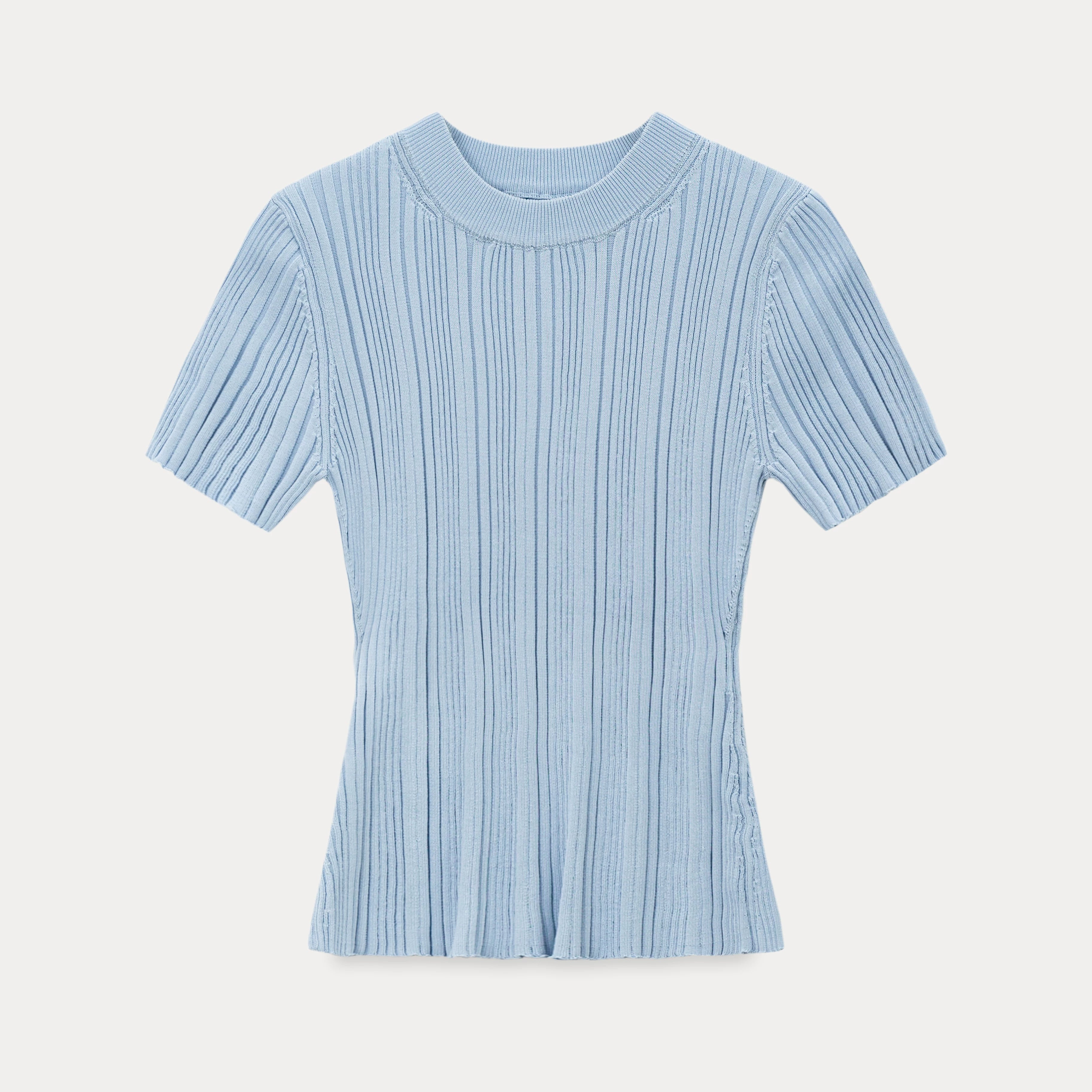 EGGKA Round Neck Pit Strip Thin Tee
