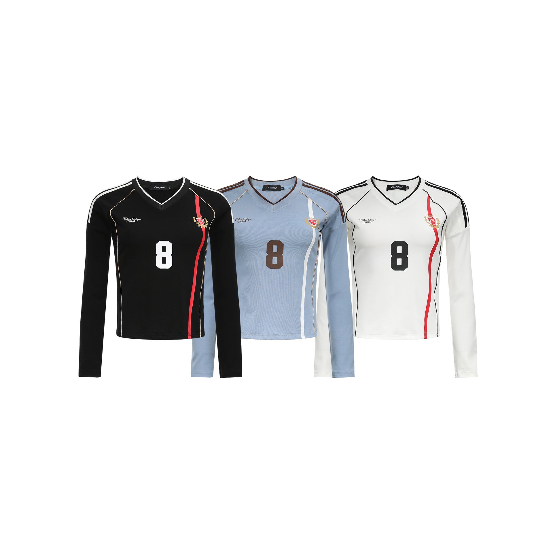 CHANYOOU Vintage Striped V-Neck Sports Long Sleeve