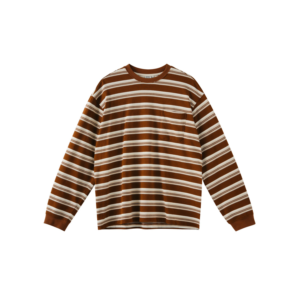 BUTTBILL stripes Japanese crew neck loose silhouette Long Sleeve Tee