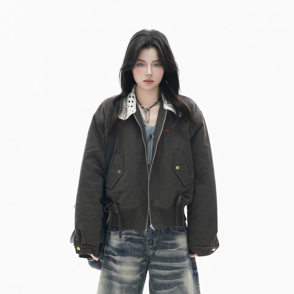 Zuocisankon Vintage Lace Lapel Jacket