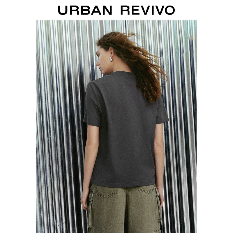 URBAN REVIVO Casual Versatile Loose Short Sleeve T-Shirt