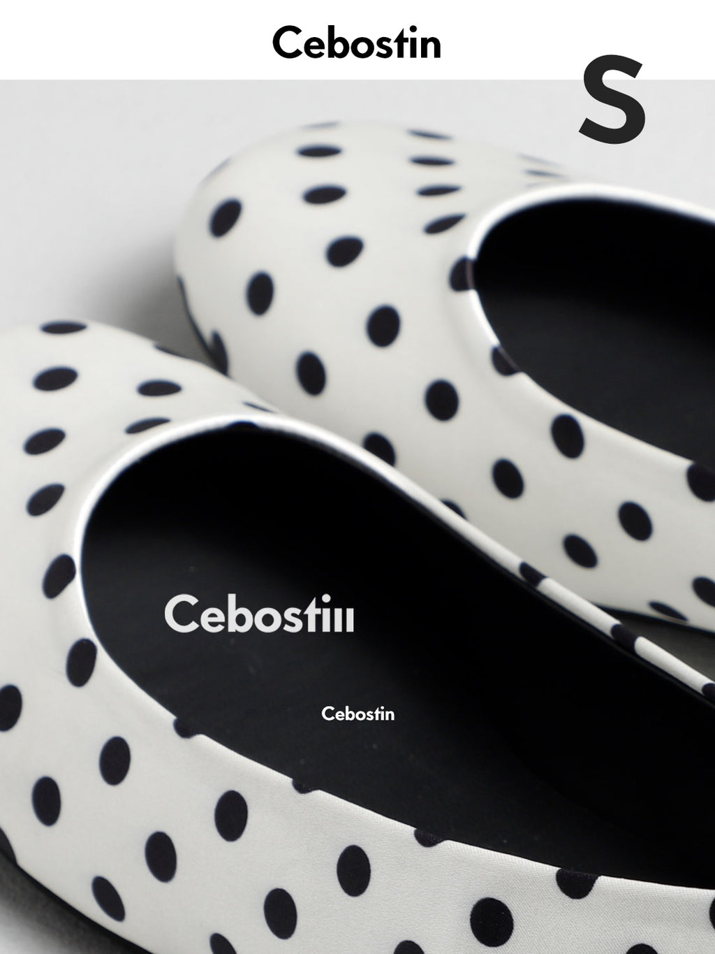 Cebostin Polka Dot Inner Height Increase Shallow Mouth Single Shoe