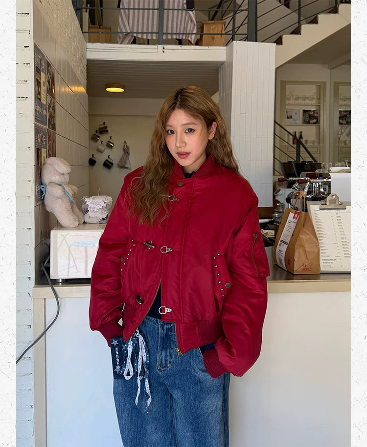 CCYE Lobster Button Bead Flight Jacket Cotton Jacket