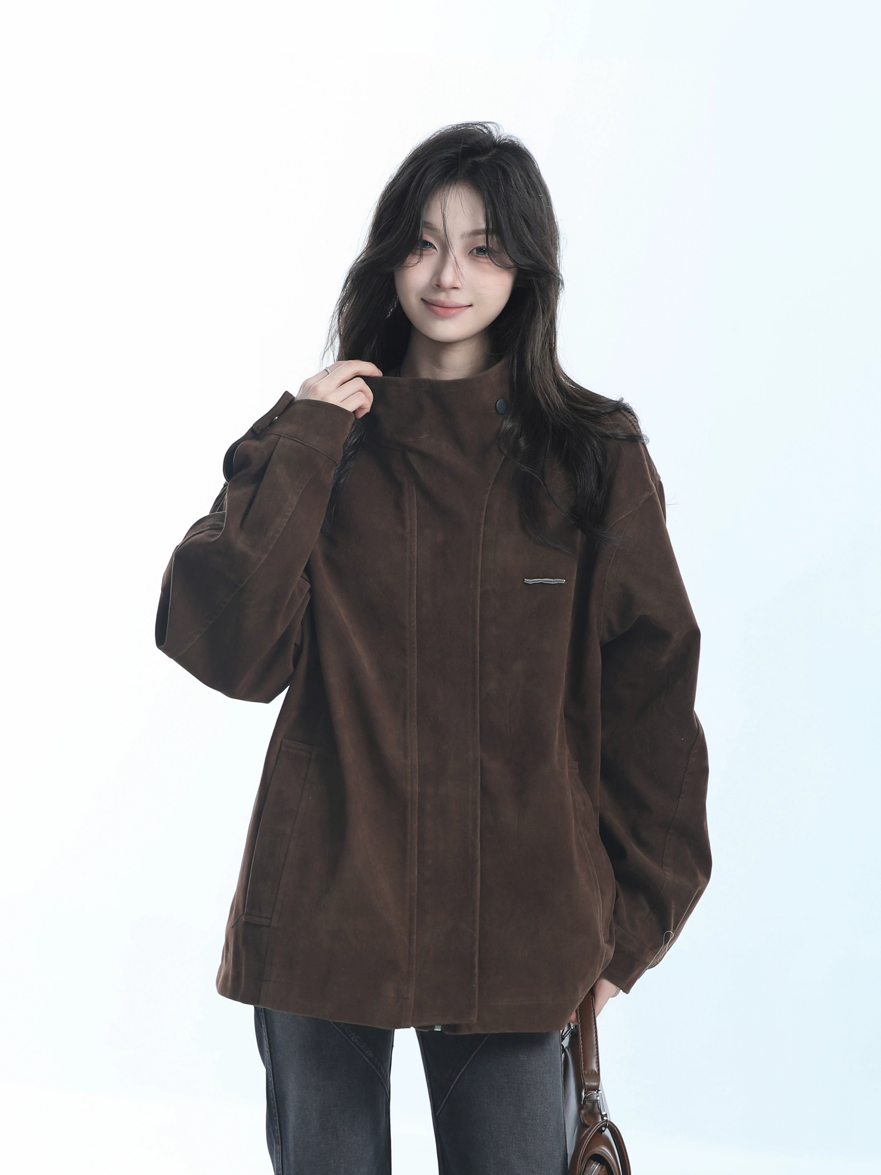 Zuocisankon Vintage Niche Loose Zipper Jacket