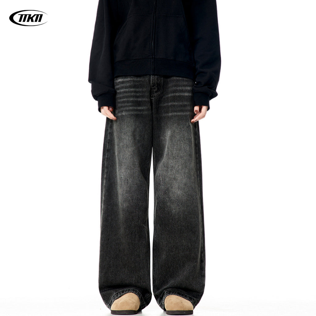 11KN  washed old straight drape Jeans