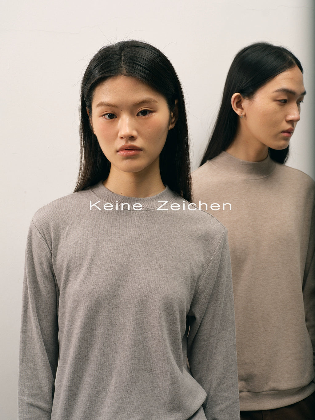 NO LOGO Round Neck Half Turtleneck Warm Long Sleeves