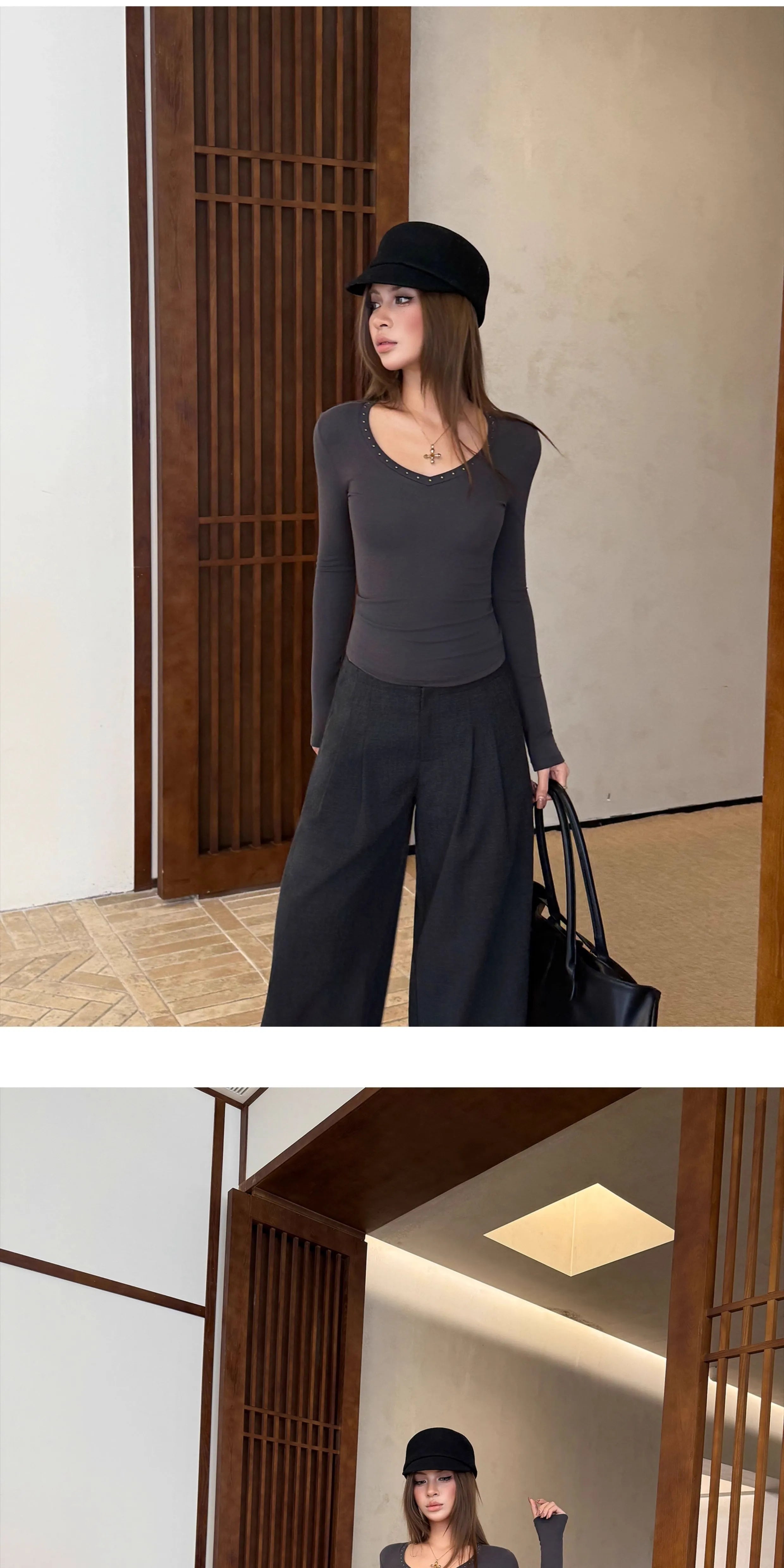 Audwyn Loose-fitting Wide-leg Pleated Floor-mopping Slacks