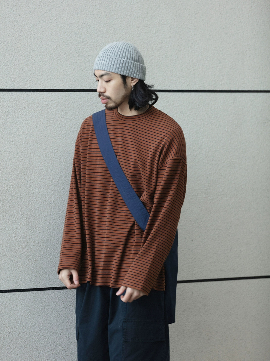 NOEARS Loose Crew Neck Striped Long Sleeve
