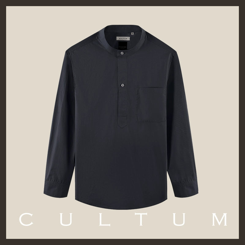 CULTUM Casual Slack Half Open Collar Long Sleeve Shirt