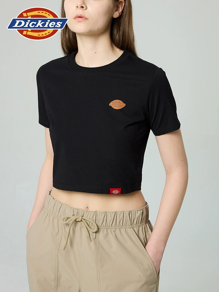 Dickies Elastic Slim Short Front Chest Small LOGO Printed Tee