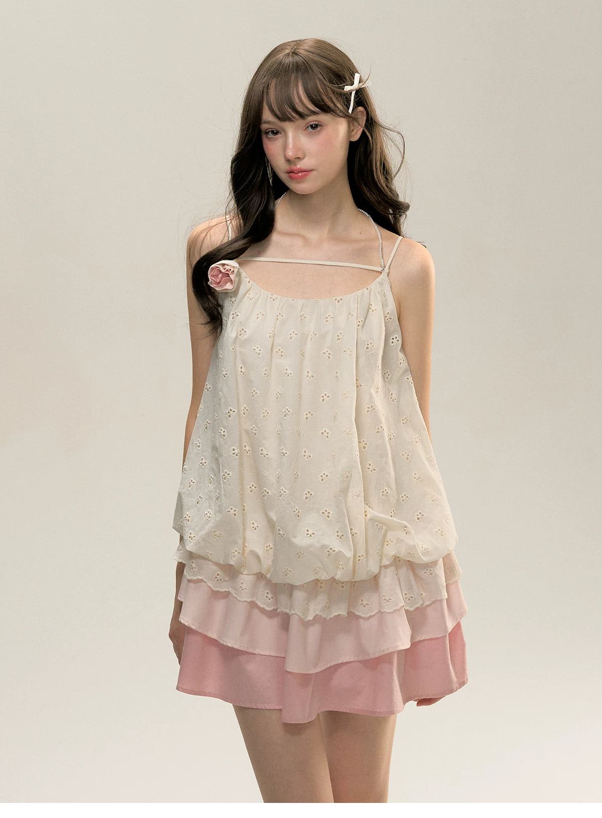 SunsetPark Drawstring Gradual Change Suspender Dress