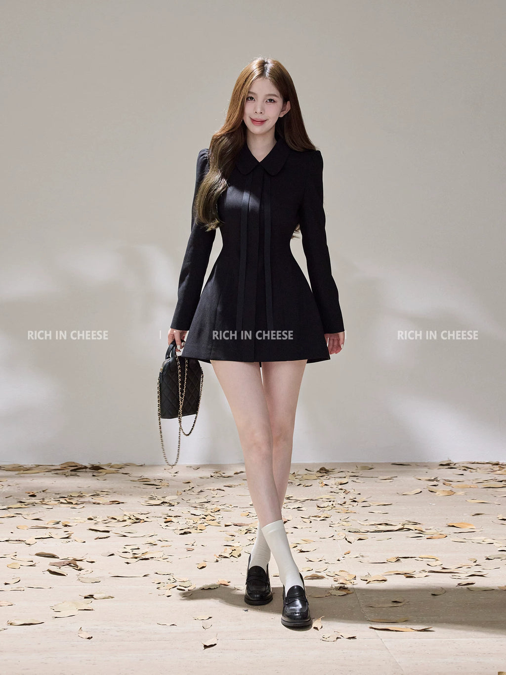 RICH IN CHEESE Waist and Thin Temperament Dress