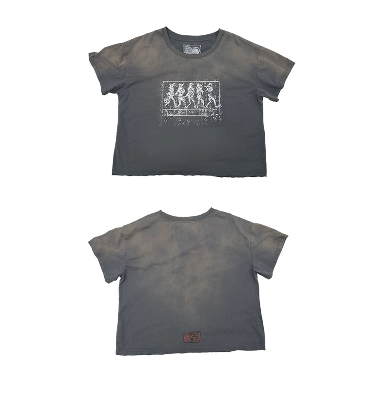 WANNA LAB Wash and Do Old Damage Spray Horse Willow Vintage Tee