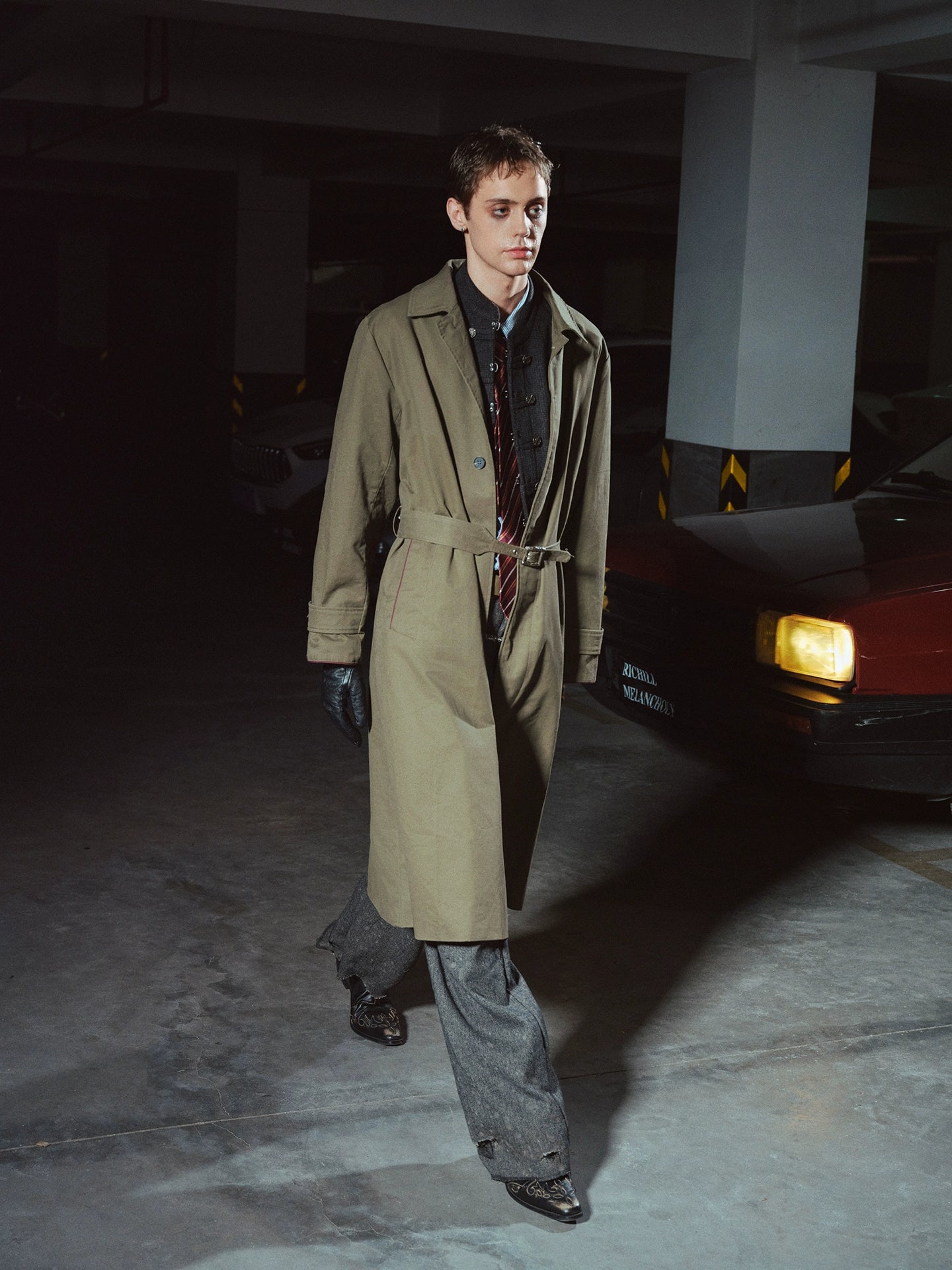 RICHILL Single-breasted Lapel Trench Coat