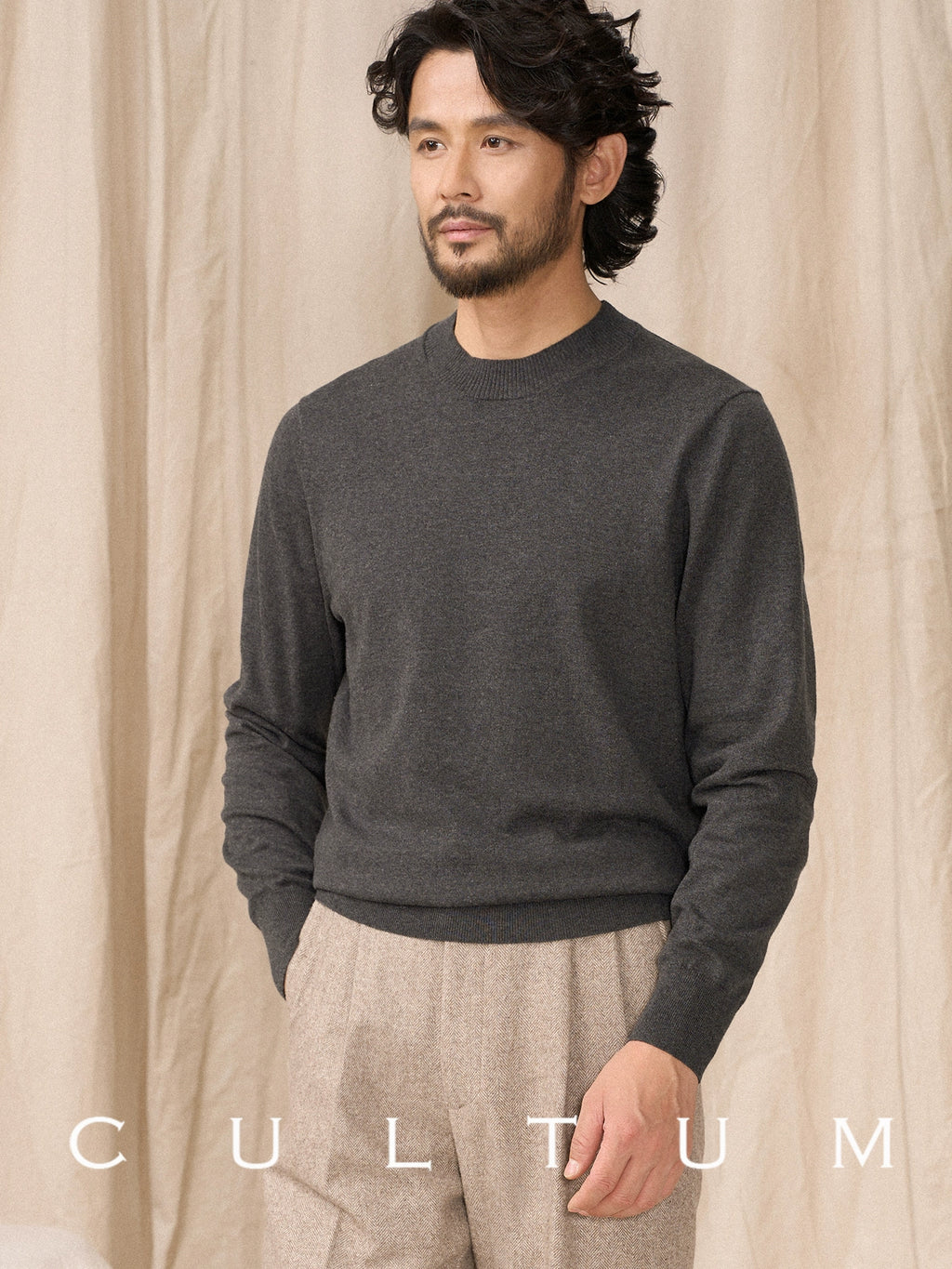 CULTUM Casual Basic Versatile Crew Neck Knitted Bottom Shirt