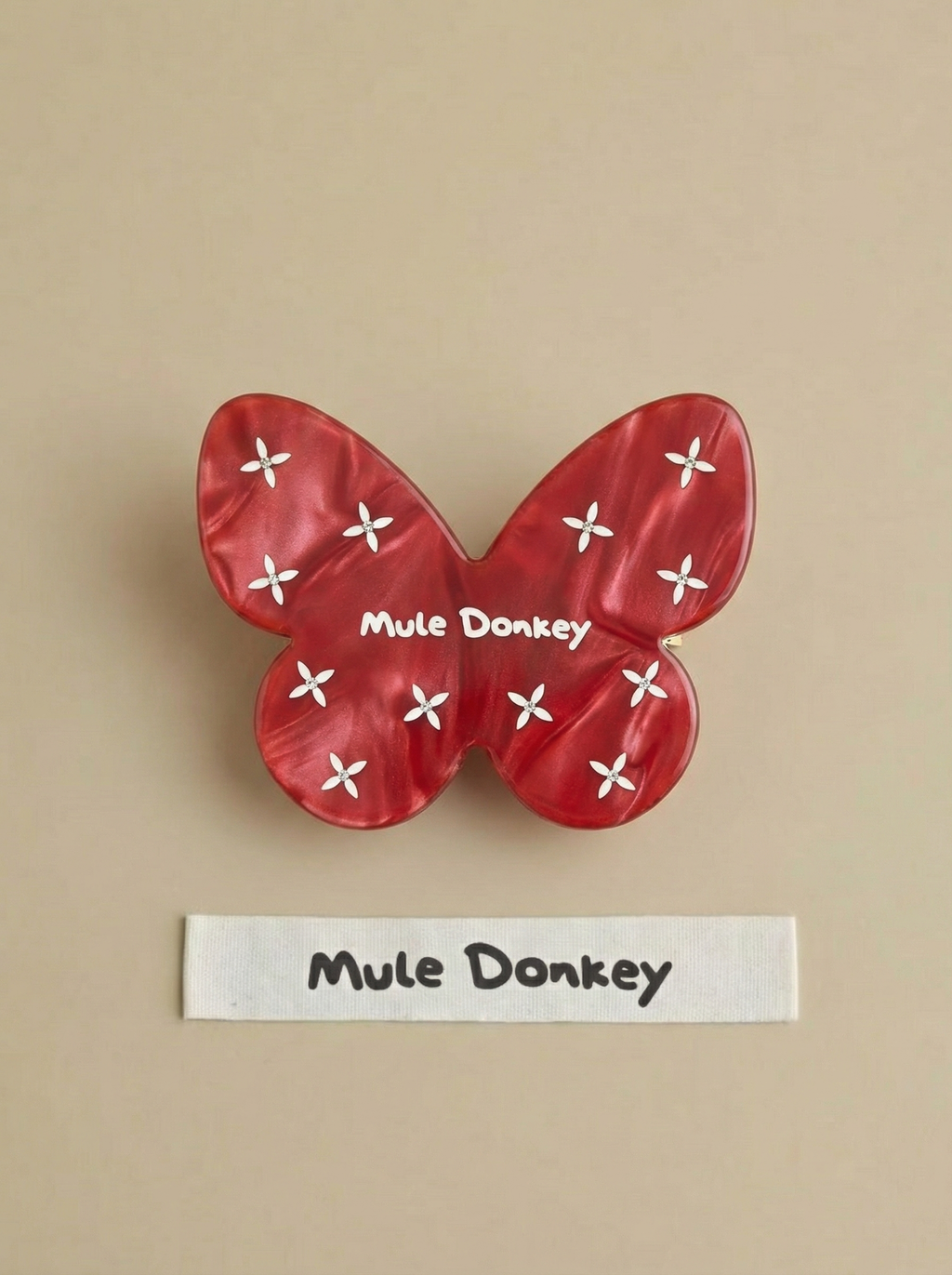 Mule Donkey Red Butterfly New Year's Lucky Ingot Bangs Clip