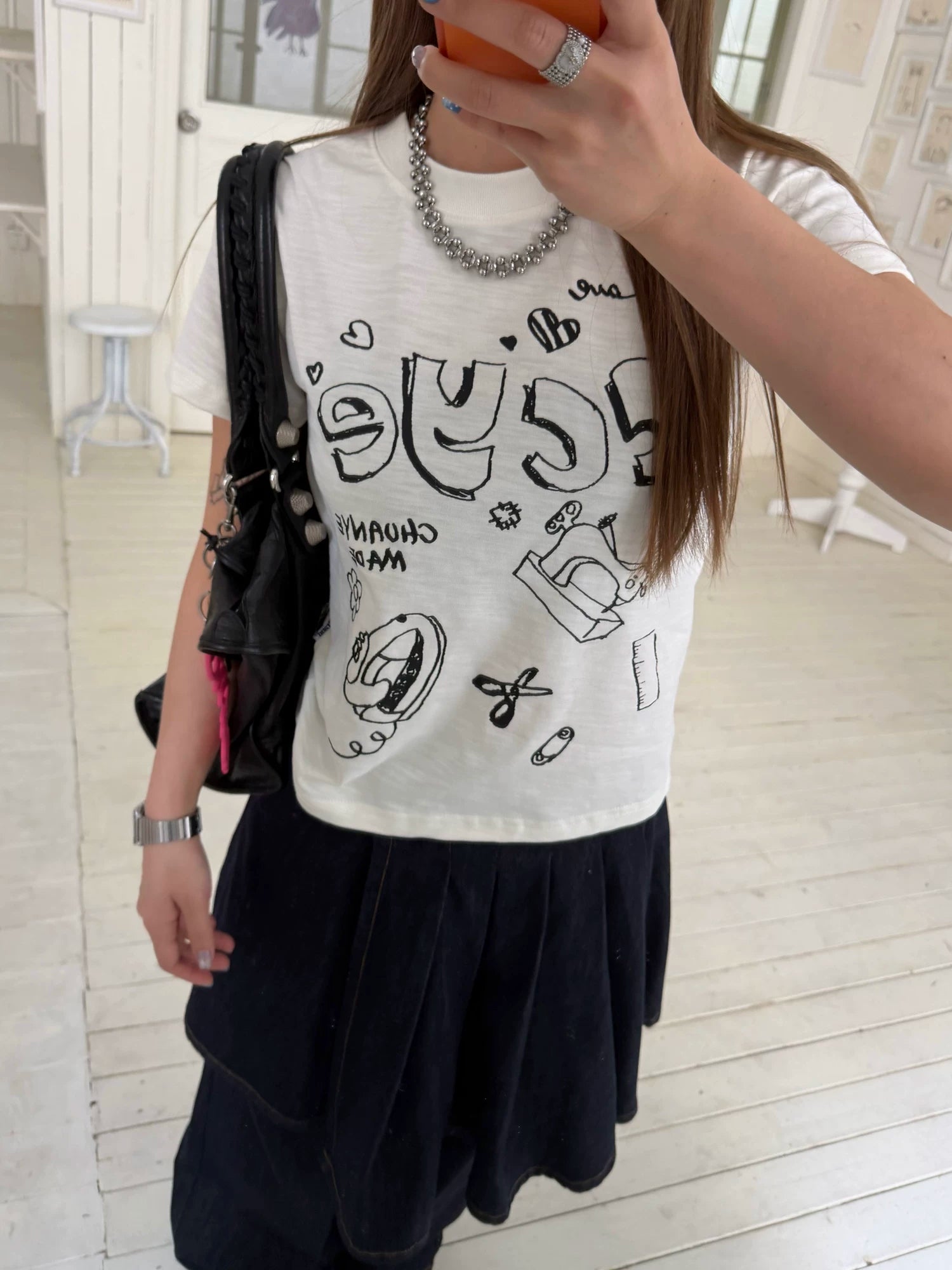 CCYE Fun Print Front Shoulder Versatile Tee