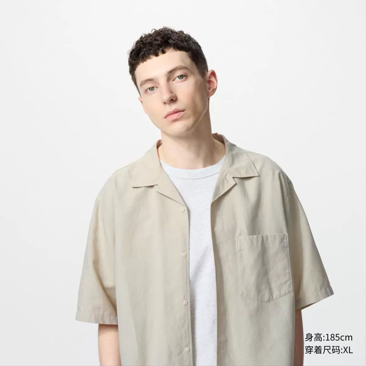 Uniqlo Men's Women's Cotton and Linen Shirt/Short Sleeve Shirt Cardigan Casual Solid Color 25 Spring and Summer New 477181