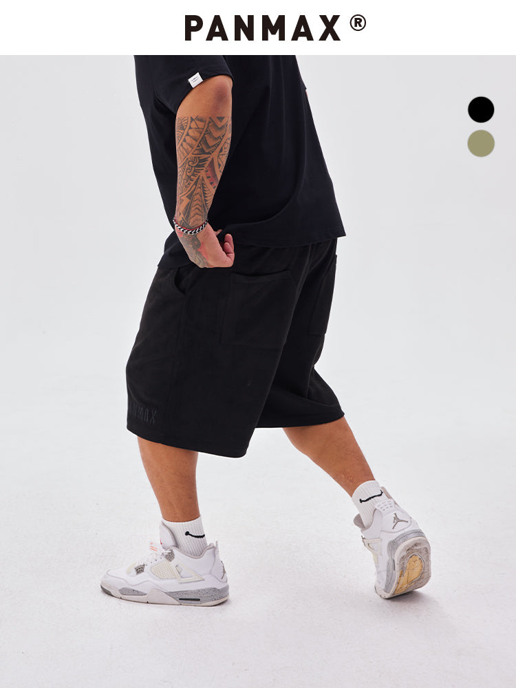 PANMAX Washed Old Retro Wind Drawstring Elastic Waist Shorts