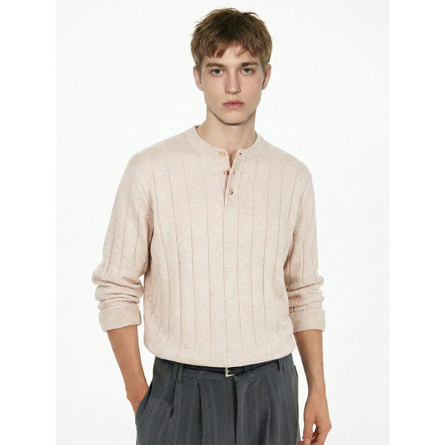 MADEEXTREME Vintage Henry Collar Casual Long Sleeve