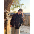 Pusumede Retro Red Lapel Loose Woolen Coat