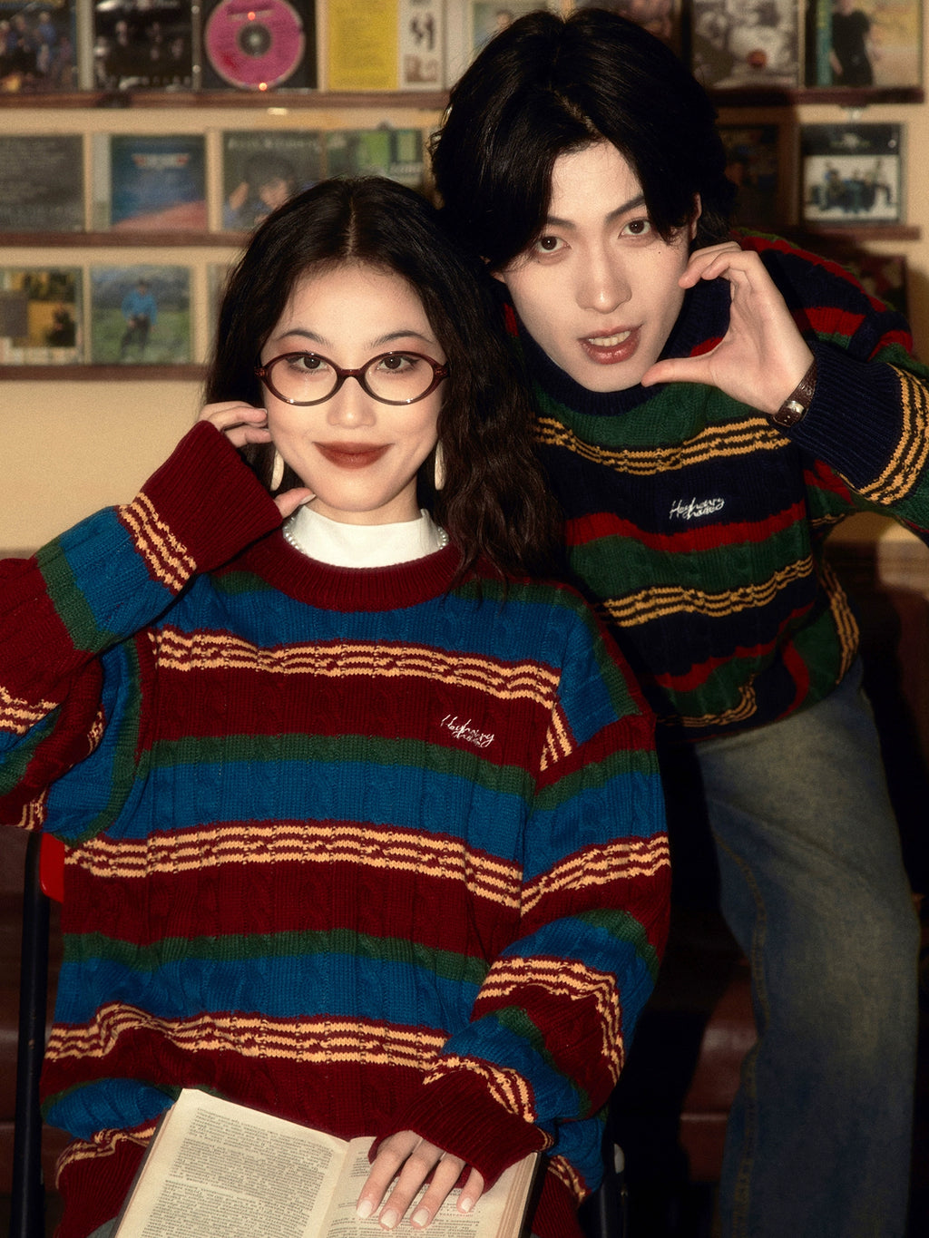 ALOHA Vintage Lazy Striped Knitted Sweater