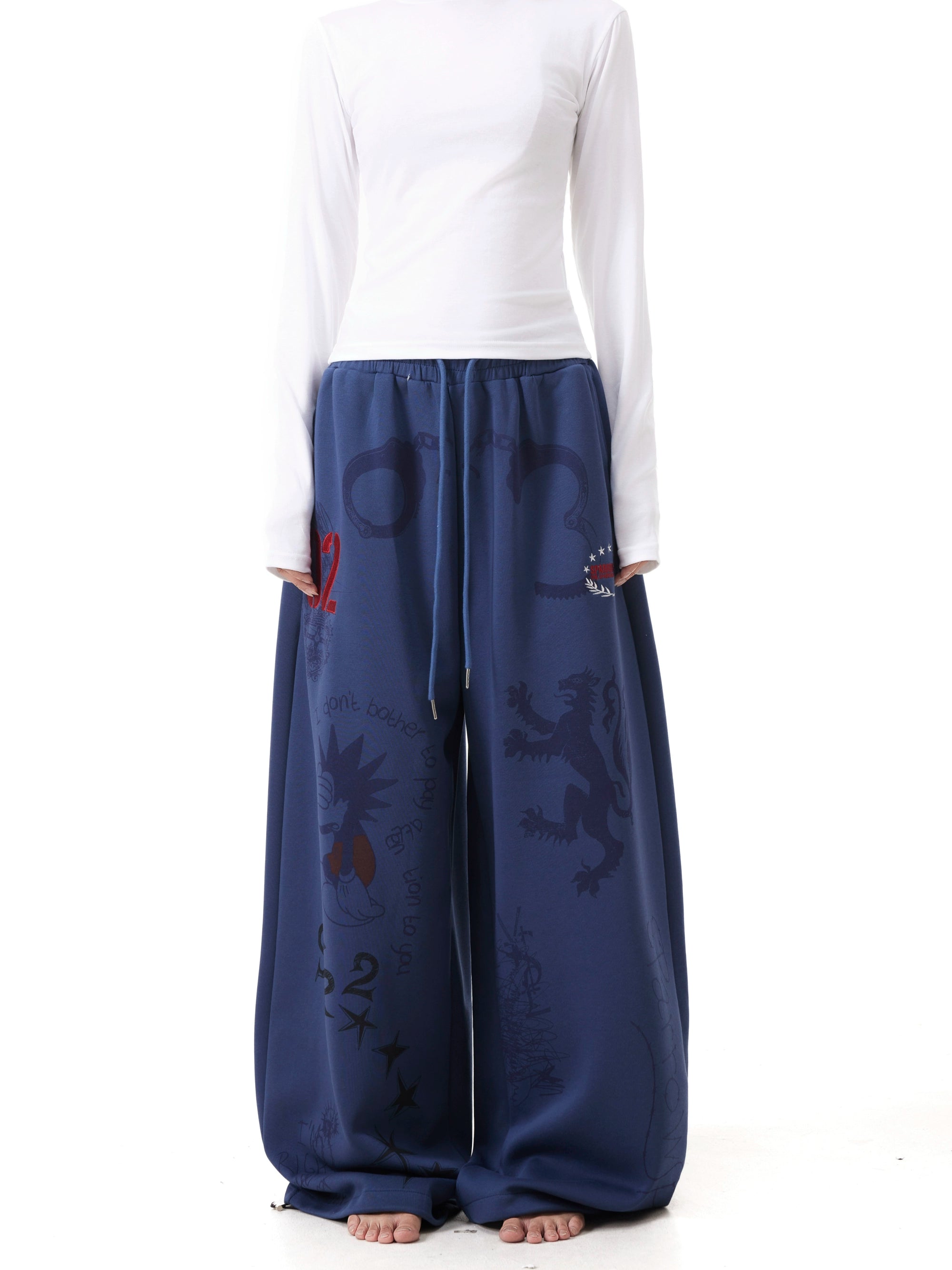 BTSG Vintage Graffiti Hand Painted Wide Leg Sweatpants