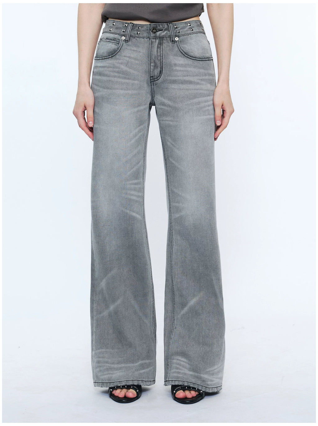 2th Desire Rivet Waist Straight Low Waist Jeans