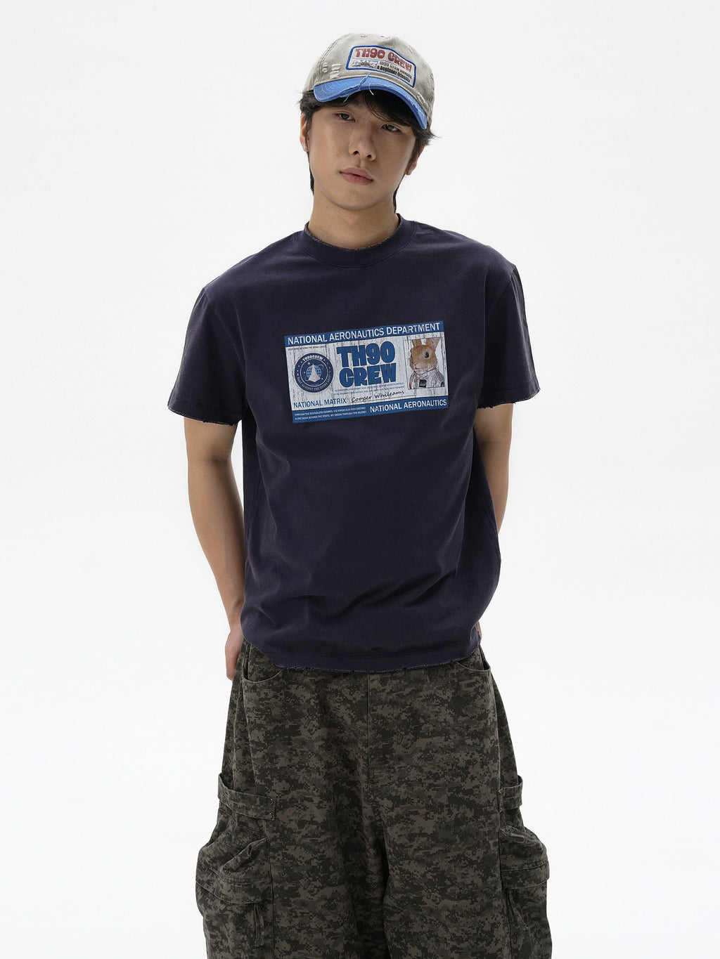 TH90 Rabbit Astronaut ID Card Destruction Print Tee
